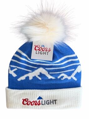 NWT - Coors Light Chill Summit Mountain Beanie, Blue with White Pom